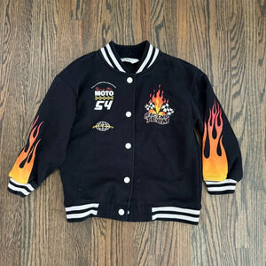 H&M flame snap button bomber sweatshirt jacket size 5/6T